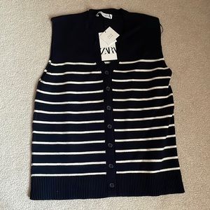 Zara striped navy vest top
